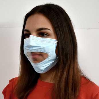 3-lagige Maske mit durchsichtigem Fenster (50 x 0.95)